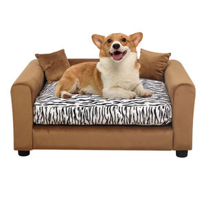 โซฟาสัตว์เลี้ยงขนาดเล็กทรงสี่เหลี่ยม โครงไม้สวยงาม หุ้มผ้ากำมะหยี่อย่างดี เหมาะสำหรับแมวและสุนัข ใช้ได้ทั้งในบ้าน ห้องนอน และออฟฟิศ - Product Image 1