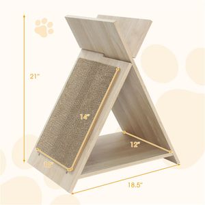 Tiragraffi per Gatti Multifunzionale 47x30x53 cm con Tunnel, Torre per Gatti in Legno, Confezione in Cartone - Product Image 3