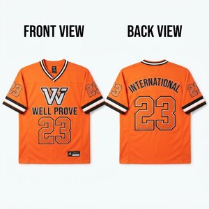 Custom American <b>Football</b> Jersey Breathable 220gsm Polyester <b>Black</b> <b>White</b> Orange Stitch Tackle Twill Embroidery Front Logo Panel - Product Image 1