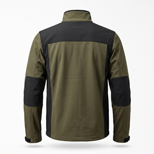 Chaqueta Técnica de Exterior con Paneles Laterales en Negro Oliva, Resistente al Frío, Cuello Alto, Cierre Completo, Uniforme Utilitario para Todo Clima - Product Image 2