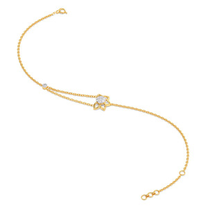 Delicada Pulsera de Cadena con Diamantes y Flor de Loto en Dos Tonos - Product Image 4