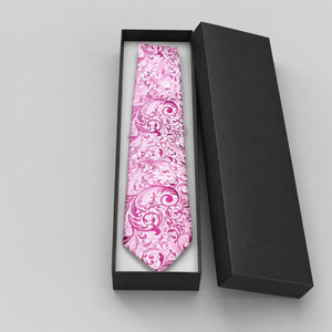 Corbata de Seda con Diseño Floral Paisley Rosa para Hombre |   Corbata de Diseño de Lujo |   Elegante Corbata Formal para Bodas, Fiestas y Negocios, Regalo para Caballeros - Product Image 3