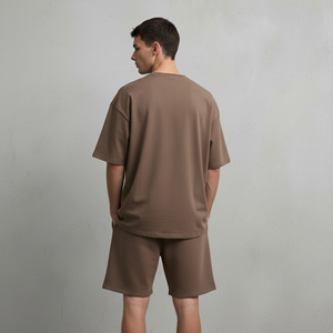 Wholesale 2 pcs set for Men's 100% Cotton solid color Custom Embroidered Printed Logo <b>High</b> Quality Breathable men's short set - Product Image 2