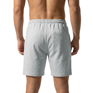 Shorts pour homme en piqué 100% coton gris sauge avec cordon de serrage à la taille, décontractés, respirants, longueur bermuda, couleur unie, tissu tricoté - Product Image 4