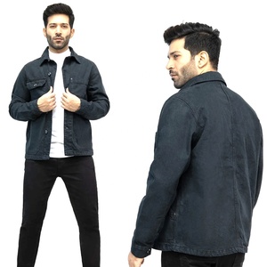 Veste chemise en toile pour homme, décontractée, col rabattu, simple boutonnage, coupe ajustée, couleur unie, vêtement d'extérieur pour l'automne - Product Image 5