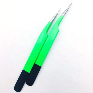 Pinzas de Precisión para Pestañas DANTRIC IMPLANTS T-005, Profesionales, de Acero Inoxidable, Color Rosa Intenso, con Punta de Fibra y Agarre de Diamante, Venta al Por Mayor - Product Image 5