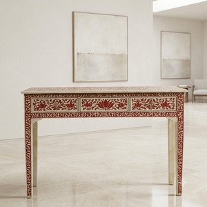 Traditional Modern Luxury Bone Inlay Solid Mango Wood <b>Console</b> <b>Table</b> Mandala Floral Entryway Living Room Furniture - Product Image 1