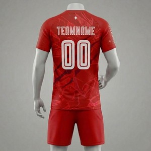 Conjunto de Uniforme de Fútbol Rojo Personalizado, Nombre del Equipo Sublimado 00, Jersey Deportivo de Secado Rápido para Hombre, Pantalones Cortos, Ropa Deportiva para Todas las Temporadas - Product Image 2