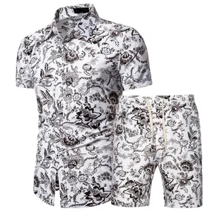 Summer Solid Casual Neck Men's Casual Suit Short Sleeve Knitted Breathable Shorts <b>Pants</b> Fashion Simple Design T Shirts Printed - Product Image 3
