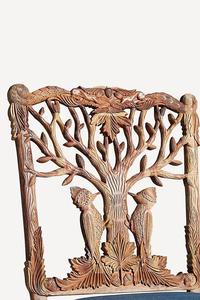Silla decorativa con diseño de árbol de la vida y búho, tallada a mano - Product Image 5