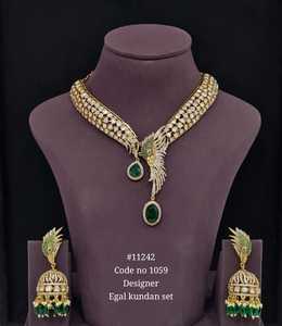 11242Egal Kundan Jewelry Set Necklace and <b>Earrings</b> Gold Plated Red Zircon <b>Wing</b> Design Ethnic Wedding Women's Fashion Jewelry - Product Image 6