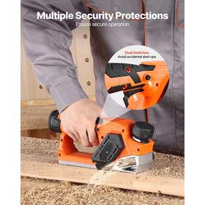 Raboteuse à bois sans fil portative de 2-1/5 pouces, moteur électrique 14500 tr/min, batterie au lithium 12V 2 Ah, profondeur de coupe réglable, 2 lames pour - Product Image 5