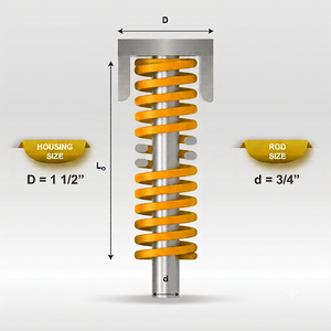 Resorte de compresión amarillo Mollificio Bordignon USG de sección ovalada con carga pesada, diámetro: 1 1/2, diámetro de la varilla: 3/4 - Product Image 1