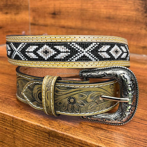 Vente en gros de ceintures perlées en cuir usiné à la main de créateur de mode ceintures de haute qualité en alliage de zinc en cuir véritable avec boucle ardillon pour hommes et femmes - Product Image 4