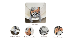 Venta al por mayor bolso de hombro de cuero genuino mano Tooled colección occidental flecos bolsos cruzados borla estilo vaquera monedero de las mujeres - Product Image 3