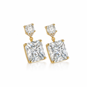 Lab Created Diamond 14K Solid Gold Dual Tone <b>Drop</b> <b>Earrings</b> Diamond <b>Earrings</b> <b>Drop</b> <b>Earrings</b> For Women Dangle <b>Bridal</b> Luxury Jewelry - Product Image 2