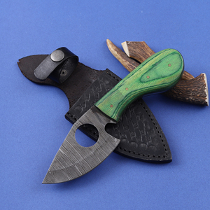 Couteau de Découpe à Lame Fixe en Damas Forgé Sur Mesure, Manche en Pakka, Étui en Cuir, OEM, Manche Plein, Couteau Utilitaire Compact pour le Camping - Product Image 1