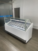 Armoire à glaces italienne CE Hasgen 304SS avec refroidissement par ventilateur, vitre anti-buée automatique et porte coulissante -18°C ° Vitrine de présentation de glaces C Gelato