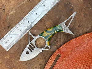 Couteau à poisson en acier damas fait main de 6 pouces, revêtement poudré, couteau de chasse et de camping, cadeau personnalisé OEM - Product Image 4