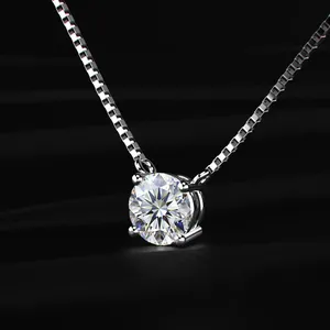 Collier solitaire éblouissant de 0,5 carat avec diamant rond taillé Bloom, clarté D-E VVS-VS, diamant CVD cultivé en laboratoire avec IGI. - Product Image 3