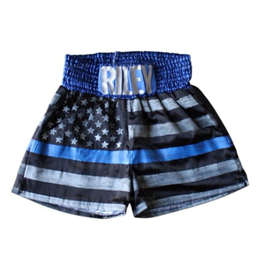 Custom Muay Thai Boxing Shorts Sublimated Satin Fight Shorts Personalized <b>Name</b> Elastic Waist Kickboxing Training Wholesale - Product Image 1