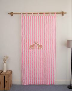 Handmade Cotton Striped Design Bohemian Style Hand Block Cotton <b>Curtains</b> Natural Lightweight Pink Striped Cotton <b>Curtains</b> - Product Image 4