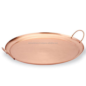 Plat de service alimentaire écologique Plateau de service rond en métal cuivre pour mariage à l'hôtel Couleur de forme de taille personnalisée - Product Image 6