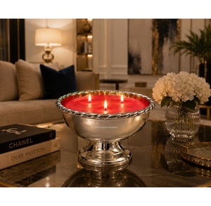 Silver Metal <b>Candle</b> Empty Bowl for <b>Candle</b> Making Decorative <b>Candle</b> Holder Pedestal Centerpiece for Tabletop Home Decor <b>candle</b> - Product Image 3