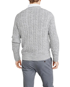 A.P.C. Suéter de lana gris de punto trenzado para mujer, cuello redondo, manga larga, informal, grueso, tejido a mano, color liso, para invierno - Product Image 3
