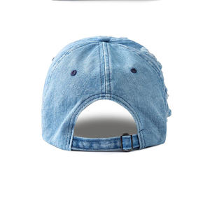 Casquettes de baseball unisexes en denim délavé à 6 panneaux, style trucker bicolore, pour hommes, en vente - Product Image 2