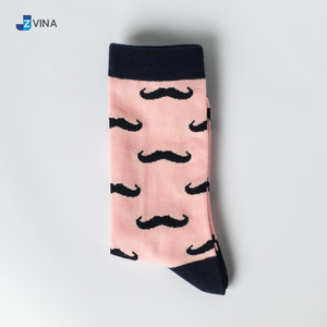 Chaussettes en Fibre de Bambou Personnalisables pour Hommes avec Logo, Imprimé Moustache Rose Marine, Écologiques, Respirantes, Anti-Odeur, Usage Quotidien - Product Image 3