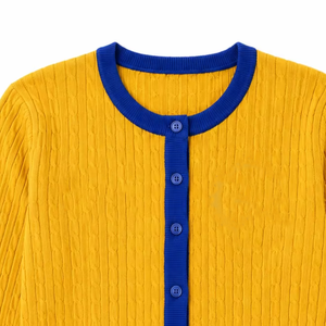 Wholesale Custom Logos Cable knit Sorority Crew Neck Varsity <b>Cardigan</b> Embroider Patches Sweater High-Quality - Product Image 3