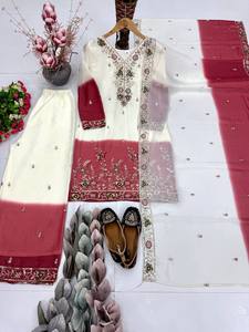 ชุดสูทพลัสโซ่ผ้าจอร์เจตต์ปักลายสวยงามสำหรับผู้หญิง ใส่ในงานแต่งงานฤดูร้อน งานเลี้ยงฉลองอีด งานปาร์ตี้แบบอินเดียและปากีสถาน - Product Image 3