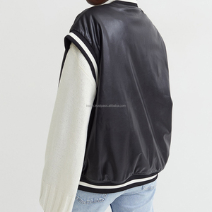 Veste universitaire personnalisée pour hommes et femmes K-VJ-168 brodé équipe de baseball conception toile vintage laine peau de mouton support élégant - Product Image 4