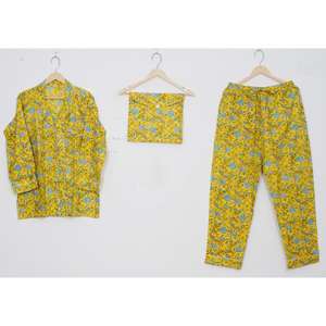 Conjunto de Pijama de Algodón Puro para Mujer, Ropa de Dormir de Lujo con Estampado Orgánico, Pijamas de Alta Calidad, Ropa de Dormir Personalizada para Mujer - Product Image 1