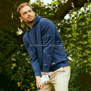 Men's <b>Navy</b> Blue Hooded <b>Sweatshirt</b> Regular Fit Cotton Knitted Pullover With Front Pocket Casual Autumn Wear - Product Image 1