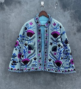 Hand Embroidered Suzani <b>Jacket</b> Vintage Kantha Stitch Quilted Coat Premium Cotton Trendy Ethnic Short Kimono <b>Jacket</b> - Product Image 1