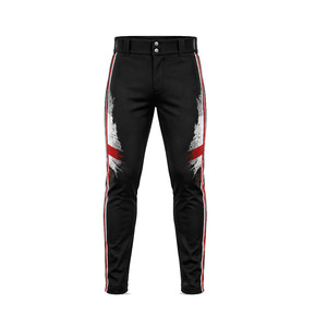 Men's <b>Black</b> Sublimated Baseball <b>Pants</b> With Red White Stripes Button Fly And Pockets Quick Dry Slim Fit All Seasons Baseball <b>Pant</b> - Product Image 2