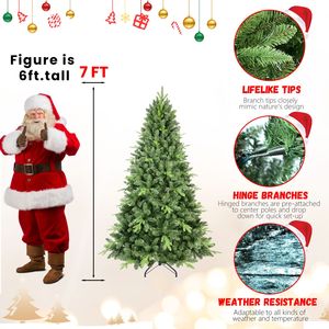 Sapin de Noël Artificiel de 2,10 m (7 pieds) avec Pointes Mixtes PE/PVC, Non Éclairé, Charnières, Type Épicéa, Pliable, Vert, pour Intérieur et Extérieur - Product Image 2