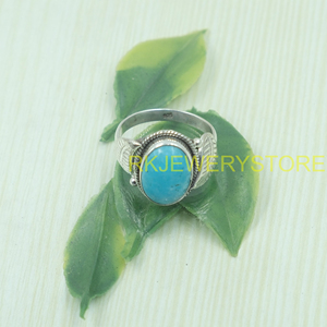 Natural <b>Turquoise</b> <b>Ring</b> Handmade 925 Sterling Silver Vintage Leaf Design Boho Statement Jewelry Gift for Women Christmas gift her - Product Image 6