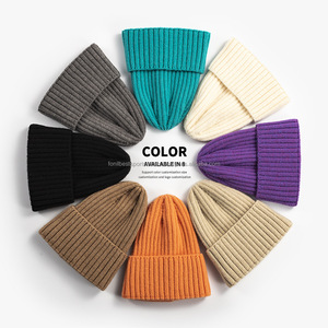 หมวกบีนนี่ถักลายริบแบบยูนิเซ็กซ์ 100% อะคริลิก สีพื้น สวมใส่สบายในฤดูหนาว ขนาดผู้ใหญ่ 56-58 ซม. - Product Image 3