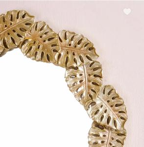 Oval Wall <b>Mirror</b> With Monstera Leaf Frame Bohemian Decorative Handmade Design For Bedroom Living Room - Product Image 2