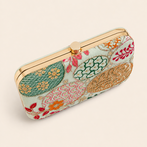 HINDVANTA GLOBAL Elegante Bolso de Mano con Cierre a Presión, Bordado con Lentejuelas Florales, 7 Pulgadas, Ligero, Forro de Poliéster y Algodón, para Mujer - Product Image 3