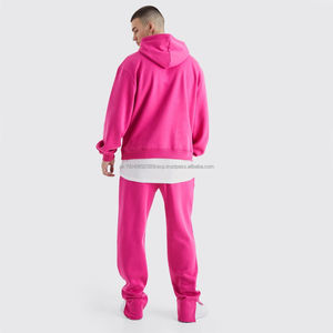 Hot Selling Custom Made Men Pink Plain Winter Tracksuit Set Best Selling Pullover Hoodie & <b>Trousers</b> Set Low Price Summer Wear - Product Image 4