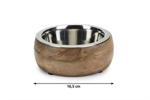 ArtisanVibe Solid Wood <b>Dog</b> Food <b>Bowl</b> <b>Set</b> Stainless Steel Feeding Dish Handmade Raised Pet <b>Bowl</b> for Other Activities - Product Image 3