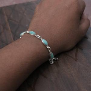 Bracelet en amazonite, bracelet en argent sterling 925, plaqué or jaune et or rose, bracelet bohème fait main, bracelet en pierre verte, cadeau - Product Image 6