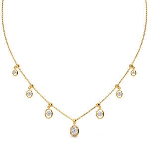 Collar de Diamantes con Siete Gotas Circulares, Dijes Colgantes Estilo Bisel y Delicado Diseño de Cadena de Oro - Product Image 1
