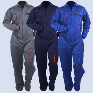 Combinaison de travail bleu marine avec poches à bordure rouge, fermeture éclair intégrale sur le devant, combinaison industrielle - Product Image 6