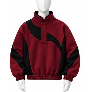 Sweat-shirt polaire oversize à quart de zip, nouveau coloris marron, col montant, manches classiques, unisexe, respirant, pour l'automne - Product Image 1