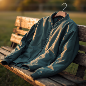 Standard Thickness Plain Dyed Polyester Men’s <b>Jacket</b> Casual <b>Lightweight</b> Zip-Up Outerwear - Product Image 3